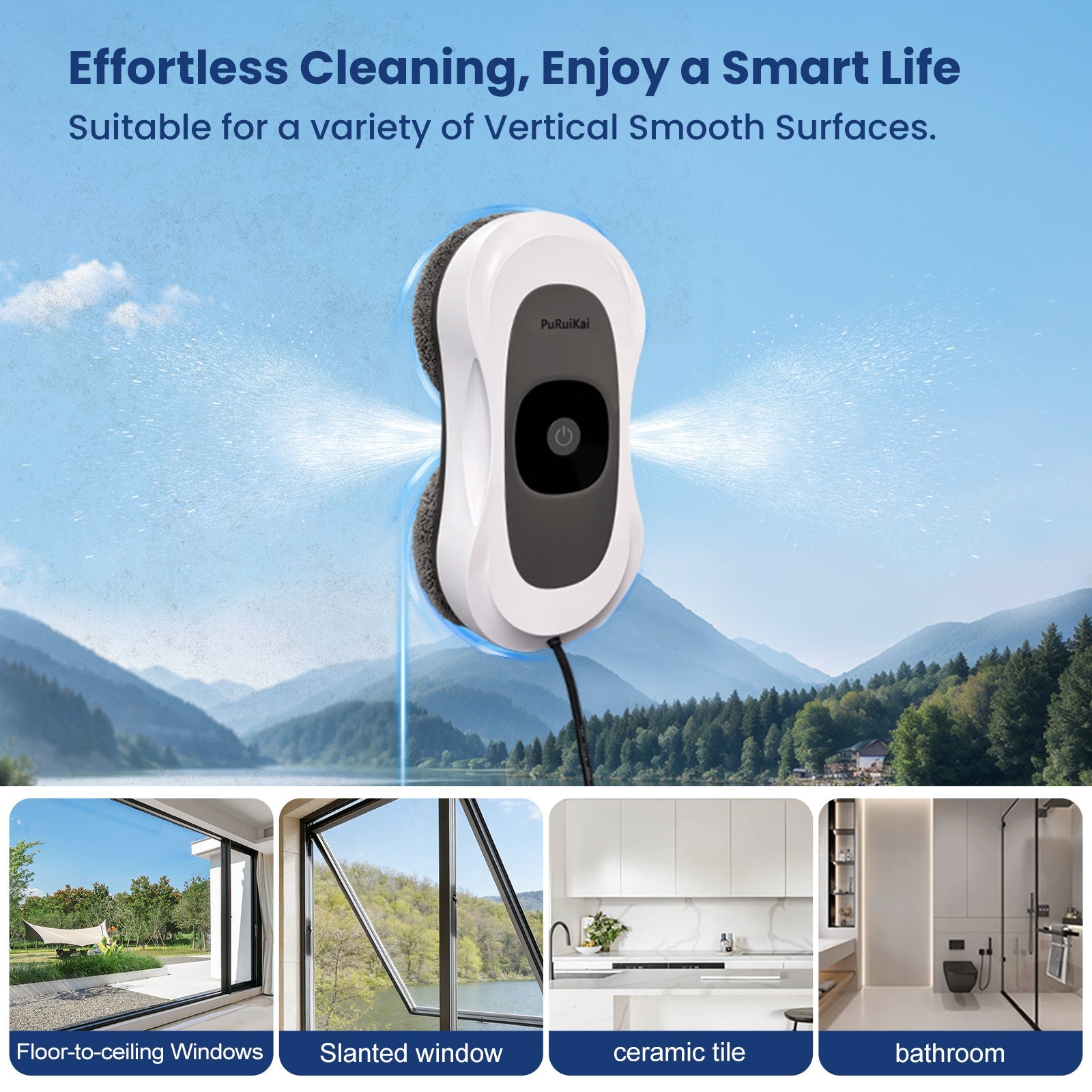 H - RN2 - 01 Automatic Window Cleaner | Smart Glass Cleaning Robot,Ultra - Thin Automatic Dual Water Spray Robot - PuRuiKai