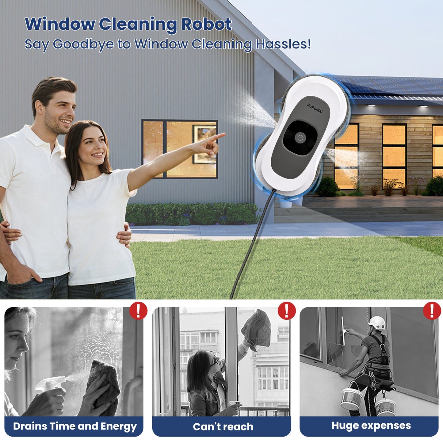 H - RN2 - 01 Automatic Window Cleaner | Smart Glass Cleaning Robot,Ultra - Thin Automatic Dual Water Spray Robot - PuRuiKai