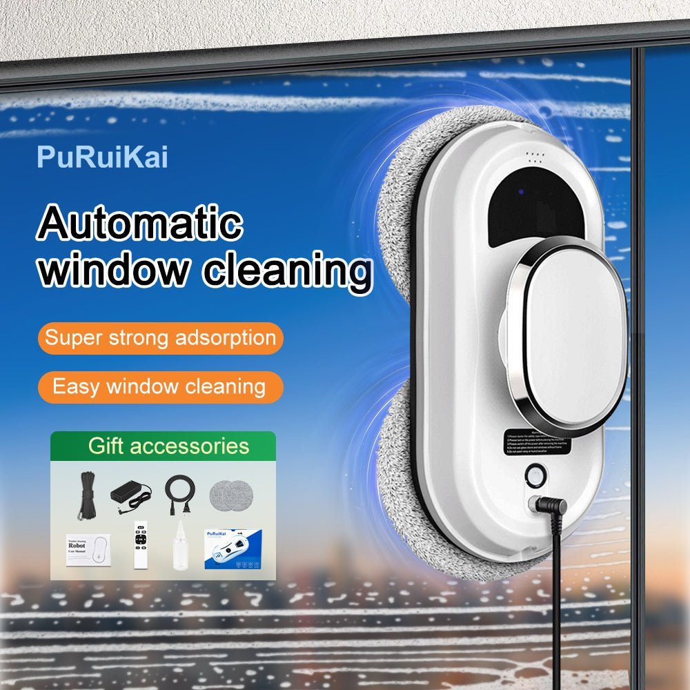 J - HCR - 01 PuRuiKai Electric Window Cleaner Robot - Strong Suction, Remote Control Smart Glass Cleaner for Windows, Tiles, Glass Doors - PuRuiKai